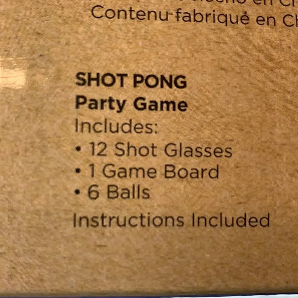 Shot Pong Game Night Party Game With 12 Shot Glasses 1 Game Board 6 Balls New